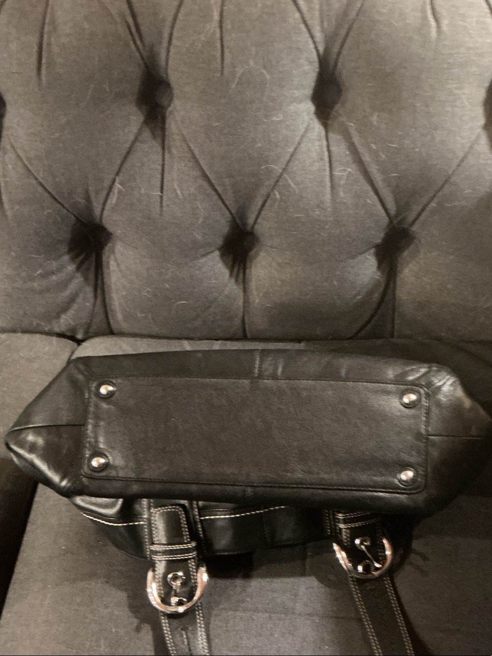 Coach Black Leather Shoulder Bag with Silver Hardware - Picture 7 of 7